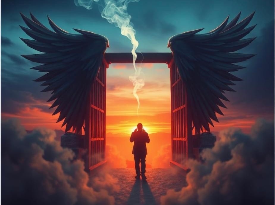 Through the gates.